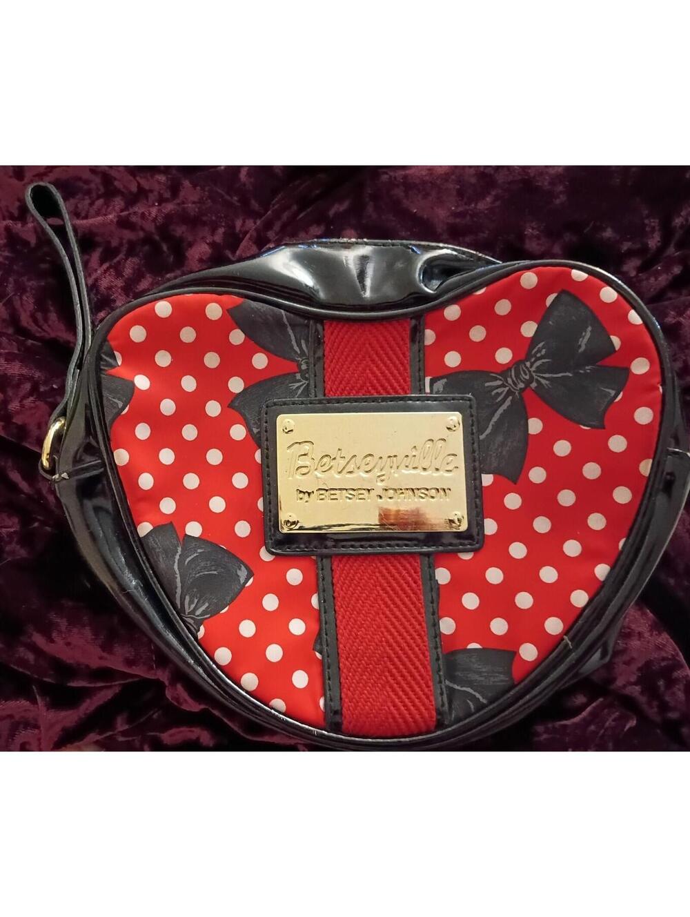 Betseyville by Betsey Johnson Heart Polka Dot Bow Wristlet Clutch Red